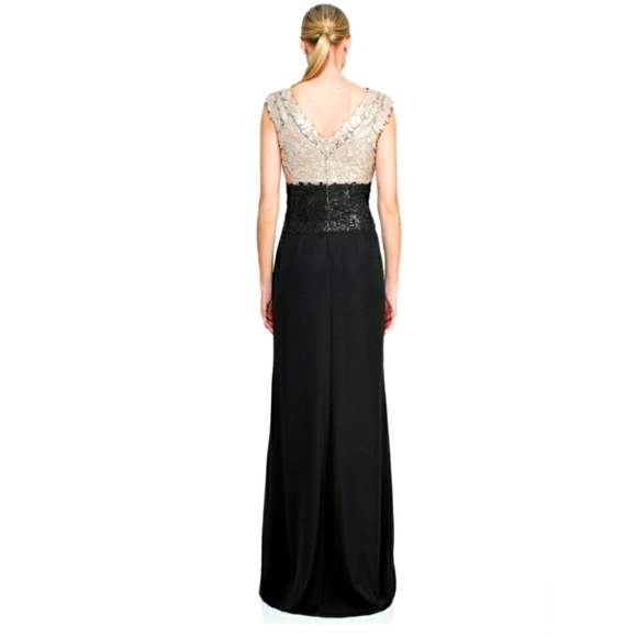 Tadashi Shoji Gold & Black Rema Gown Size 12 - Picture 2 of 4